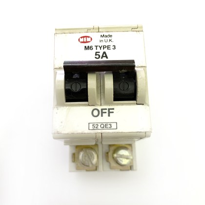 MEM 52QE3 M6 5A 5 Amp 2 Double Pole MCB Circuit Breaker Type 3